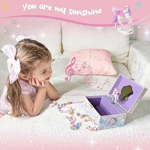 ProCase Unicorn Jewelry Box for Girls, Kids Musical Jewelry Boxes with Spinning Unicorn Doll, Birthday Christmas Gifts for Little Girls Children Toddler Ages 3 4 5 6 7 8 -Unicorn (Box Only) thumbnail 6