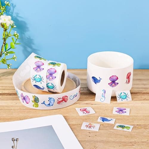 500pcs Ocean Animal Stickers Roll for Kids, Sea Animal Stickers Sea Creature Labels Fish Stickers Decals for Water Bottle Computer Craft Supplies Classroom Rewards Under The Sea Decorations thumbnail 2