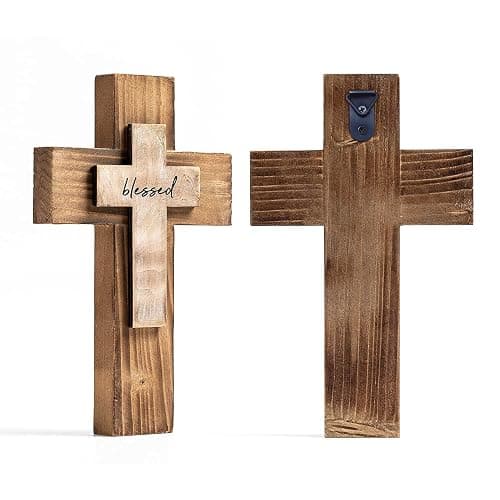 OKSQW Wall Wooden Christians Cross Spiritual Religious Cross Gifts With Hook on Hanging Wall Or Table With Blessed For Church Home Room Decoration For Christmas (5 colors available) thumbnail 5