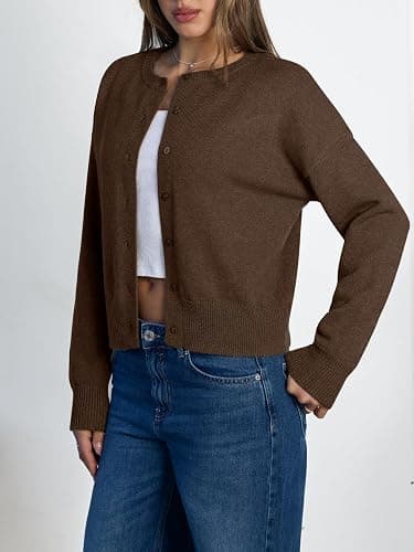 LILLUSORY Womens Cropped Cardigan Sweaters Lightweight Fall Crop Cotton Knit Y2k Outfits Fashion Button Up Clothes 2025 thumbnail 3