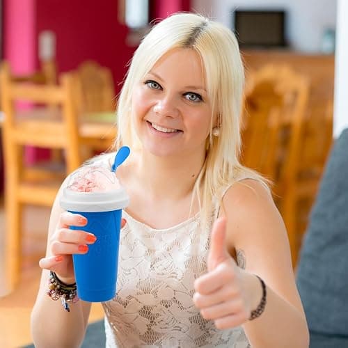Jairuty Slushie Maker Cup, Quick Frozen Magic Cups for Homemade Milk Shake Ice Cream Maker, Double Layer Squeeze Slushy Maker Cup, Birthday Gifts for Kids,Friends,Family (Bule) - Bule - 350ML thumbnail 7