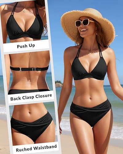 Womens Two Piece Bathing Suit - Push Up Bikini Set Full Coverage Swimsuit Halter Swimwear 2025 thumbnail 4