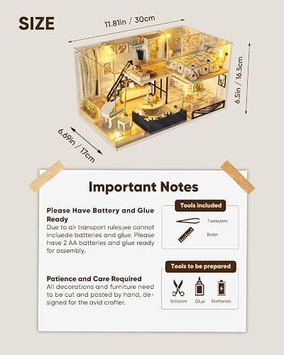 DIY Miniature House Kit, DIY Home Kit for Adults to Build, Modern Dollhouse Kit with Dust Proof & LED, Mayberry Street Miniatures, Ideal Gifts for Birthday,Valentine Christmas(Satisfied Apartment) - Satisfied Apartment thumbnail 3