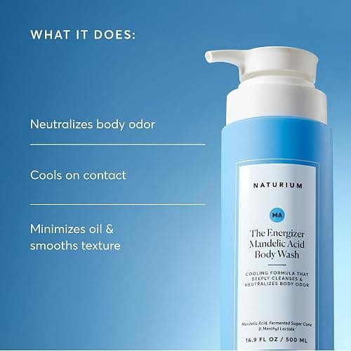 Naturium Mandelic Acid Body Wash, Sugar Cane & Menthyl Lactate, 500 mL | Energising Deep Cleanser with AHA Blend, Instant Cooling Formula, Neutralises Odour, Lasting Freshness, for All Skin Types thumbnail 4