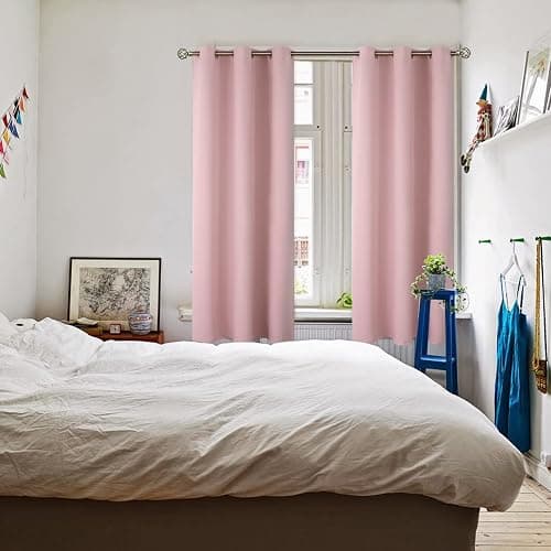 BGment Pink Room Darkening Curtains 63 Inch for Bedroom - 2 Panels | Grommet Top, Light-Blocking, Sunblock, Thermal Insulated, Window Drapes for Kids Boys Room, 42x63 Inch thumbnail 2