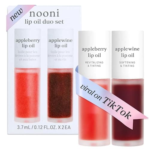 NOONI Korean Lip Oil Set - Appleberry & Applewine - Plumping & Hydrating Clear Gloss - Image 1