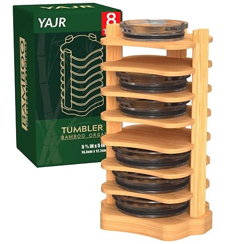 YAJR Tumbler Lid Organizer, Bamboo Cup Lid Holder Inside Cabinet, Water Bottle Lid Organizer, Vertical Tumbler Lid Holder for Kitchen Countertop/Cupboard Organization thumbnail 8