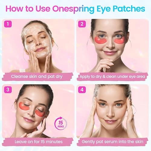 Onespring Under Eye Patches (24 Pairs) - Eye Masks for Wrinkles, Puffy Eyes, Dark Circles, Eye Bags, Easter Basket Stuffers, Gifts for Teenage Girls, Under Eye Mask for Refreshing, Revitalizing thumbnail 6