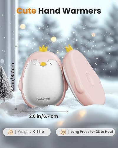 Gaiatop Magnetic Hand Warmers Rechargeable 2 Pack, 3 Settings Cute Pocket Penguin, Fast Hot Hands Reusable Portable Electric Heater for Camping Hunting Golf, Stocking Stuffers Gifts for Women Men thumbnail 2