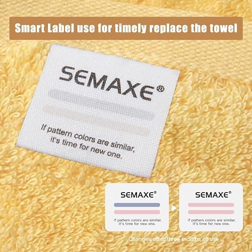 SEMAXE Yellow Bath Towel Set, 100% Cotton Absorbent Bathroom Towels with Hanging Loops, 8 Piece Towel Set Include 2 Bath Towels, 2 Hand Towels, 4 Washcloths thumbnail 5