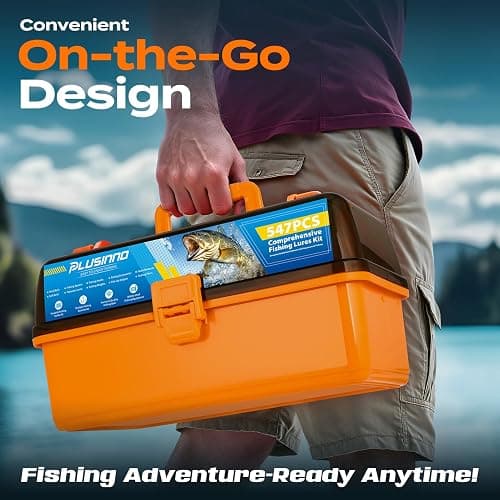 PLUSINNO Large 4-Layer Tackle Box with Tackle Included, 547Pcs Fishing Lures Kit - Pliers, Crankbait, Hooks, Weights & Accessories - Freshwater Bass Fishing Bait Lure Gear and Equipment, Gift for Men thumbnail 2