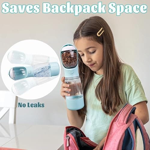 Dog Water Bottle Portable Bowl for Dog,Portable Dog Water Bottle Travel | 3-in-1 Dog Water Bottle,Stores Food and Holds Bags,Perfect for Outdoor Walks and Travel (Blue) thumbnail 6