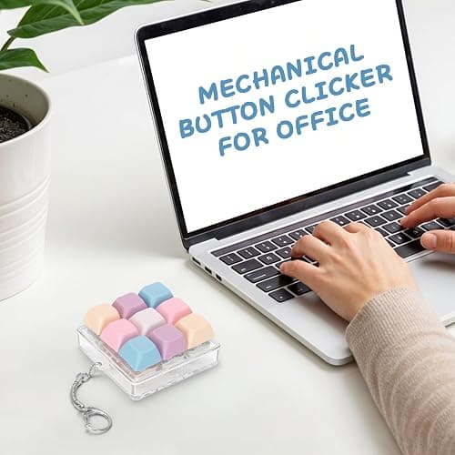 Netholid Colorful Keyboard Fidget Toys for Adults Mechanical Button Keyboard Clicker Keychain for Work Stress Relief Anxiety (9IN1-Style B) thumbnail 4