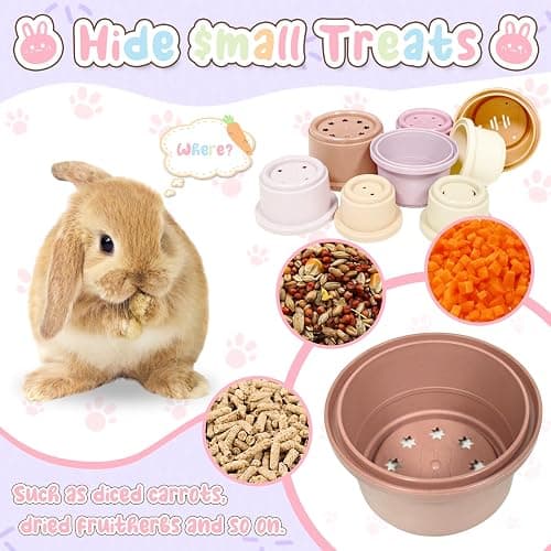 starfa lab 8 Pcs Stacking Cups for Small Animal Toys,Nesting Rabbit Toys of Different Sizes,Safe Plastic Colorful Nesting Toys for Bunny Guinea Pig Hiding Food and Playing (Purple) thumbnail 4