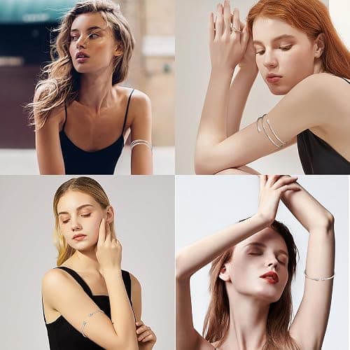 Arm Cuff Bracelet for Women Arm Layered Cuff Bangles Adjustable Coil Swirl Armlet ArmBand Stackable thumbnail 4
