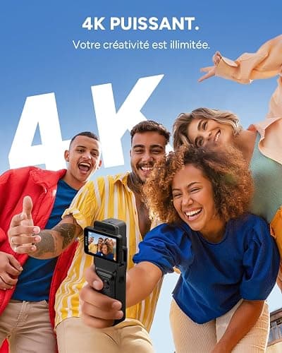 SJCAM C400 Camera Vlog Bundle (64G)-Caméra d'action 4K avec 7H d'Autonomie Exceptionnelle,Écran Tactile Rotatif 2.29",Imperméable,Stabilisation 6 Axes,pour Youtube,Vlog,Voyages,Activités,Noir thumbnail 4
