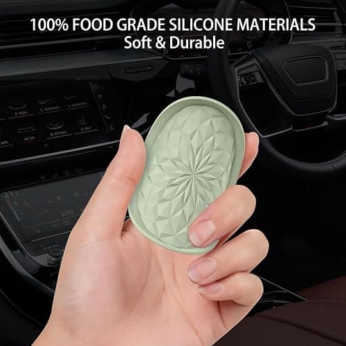 ME.FAN Car Coasters for Cup Holders [4 Pack] - 2.75In Silicone Auto Mug Mats - Universal Non-Slip Recessed Car Interior AccessoriesDesert Sage thumbnail 6