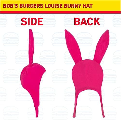 Concept One Womens Bob's Burgers Louise Cosplay Bunny with Floppy Ears Fleece Beanie Hat, Pink, 0 US thumbnail 3
