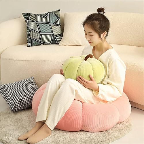 LTGB Pumpkin Throw Pillow, Halloween Stuffed Pumpkin Fluffy Plush Toys Soft Pumpkin Throw Pillow Gifts for Home Decoration Party Favors(Pink - 18 cm) thumbnail 6
