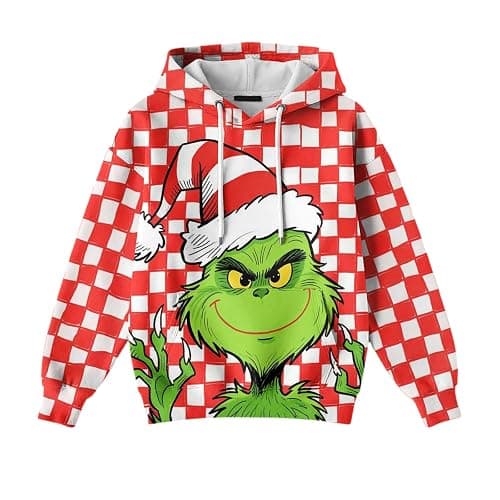 MABUTINGTI Ugly Christmas Hoodies for Women Green Monster Funny Cute Xmas Holiday Sweatshirt Winter Oversized Pullover Tops thumbnail 3