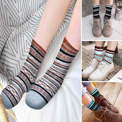 MORECOO Stocking Stuffers - Christmas Gifts for Women - Socks for Women - Thick Wool Soft Warm Cozy Crew Womens Socks thumbnail 7