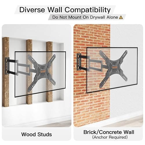 ELIVED Long Arm TV Wall Mount for Most 26-65 Inch TVs, 37.4 Inch Long Extension TV Mount Swivel and Tilt, Max VESA 400x400mm, Full Motion Wall Mount tv Bracket Holds up to 77 lbs. thumbnail 6