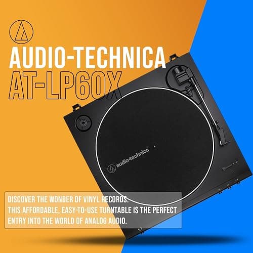 Audio-Technica AT-LP60X-BK Fully Automatic Belt-Drive Stereo Turntable Bundle with Eris 3.5 Monitors and Vinyl Cleaning Kit thumbnail 2