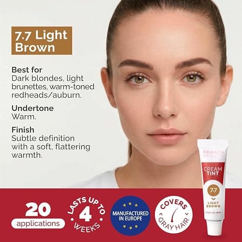 RB RENATA BEAUTY Tint Kit for Spot Coloring – Cream Hair Dye Kit with Developer and Application Brush, Covers Gray Hairs, Smudge-Proof, Long-Lasting Up to 4 Weeks, 20 Applications [Light Brown] thumbnail 2