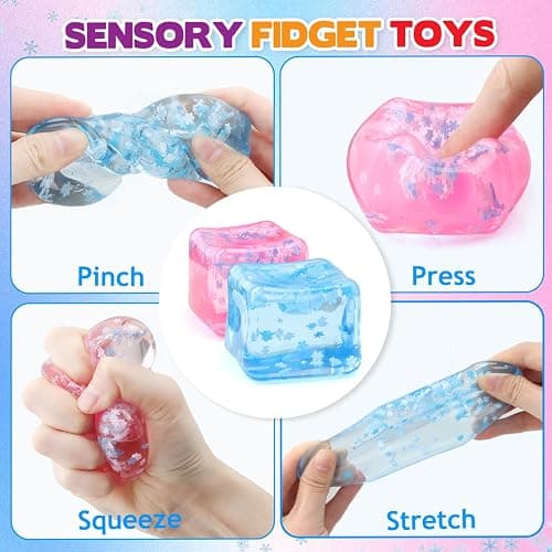 Chridark Ice Cube Fidget Toy for All Ages: 2 Pack Sensory Squishy Fidget Toys, Square Stress Balls, Classroom Prizes, Anxiety Relief Stress Cube Gift for Kids Teens Adults thumbnail 4