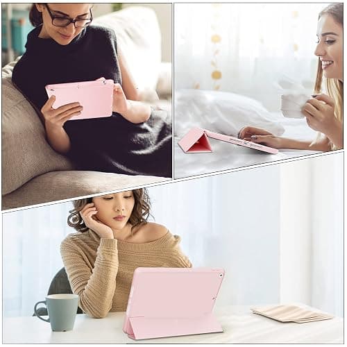 GKABXY Case for iPad 9th/8th/7th Generation 2021/2020/2019 10.2 Inch | With Pencil Holder, Soft TPU Back & Tri-fold Stand Protective, Auto Wake/Sleep for iPad 10.2 Inch, Pink thumbnail 7