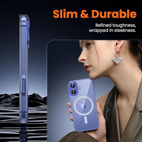 toushion 3 in 1 for iPhone 16 Case Clear with MagSafe, Not Yellowing, Screen Protector*1 Camera Lens Protector*1, Military-Grade Protection for iPhone 16 Phone Case 6.1 inch Clear thumbnail 7