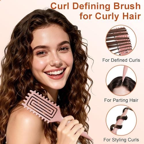 Curly Hair Brush with Boar Bristle & Wide-Tooth, Define & Detangle Wet/Dry thumbnail 3