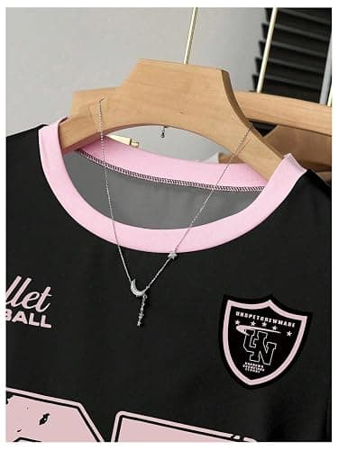 SHENHE Girl's Cute Bow Shirt Graphic Crew Neck Ruched Fitted Short Sleeve Crop Tee Top thumbnail 4