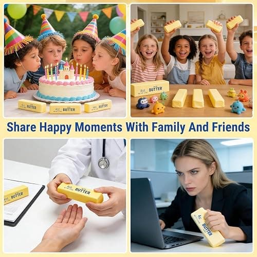 2pcs Slow Rising Dumpling Squishy Butter Squeeze Toys Pack, Soft and Stretchy Sensory Fidget Toys for Anxiety and Stress Relief, Party Favors (Yellow) thumbnail 6