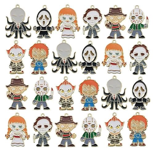 WOCRAFT 24pcs Halloween Charms, Gold Enamel Horror Classic Movie Characters Charms for Jewelry Making Bracelets Necklaces Earrings Craft Making - Image 1
