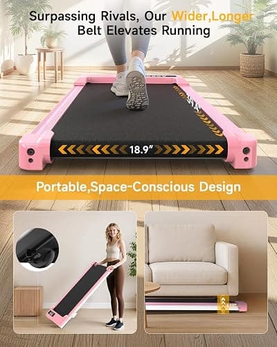 Walking Pad with Incline,Treadmill Pad 2.5 HP Quiet Under Desk Treadmills 8% Incline,330 lb Capacity Portable Walking Pad for Home and Office Walking thumbnail 9