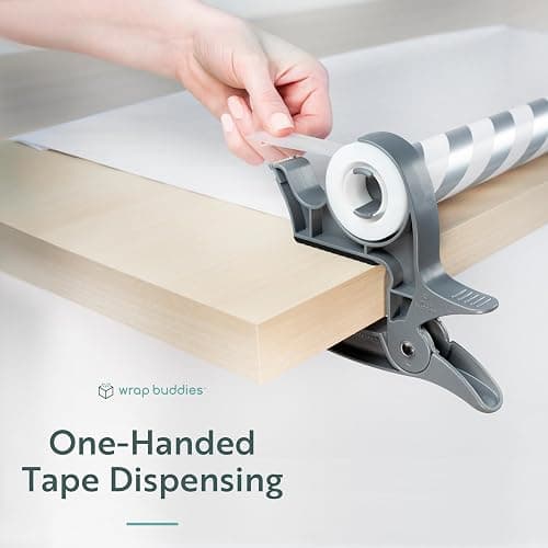 Wrap Buddies Tabletop Gift Wrapping Tool — Wrap Buddies Adjustable Paper Clamps with Tape Dispenser for Wrapping, Crafts, & Holiday Projects — Fits Most Tables & Countertops — Slate Grey, Set of 2 thumbnail 2