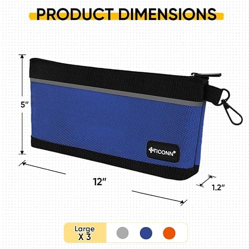 TICONN Tool Pouches with Zipper, 1680D Oxford Small Tool Bags, Waterproof Utility Bag Zipper Pouch for Tool Organizers and Storage (3 Pack Large) thumbnail 3