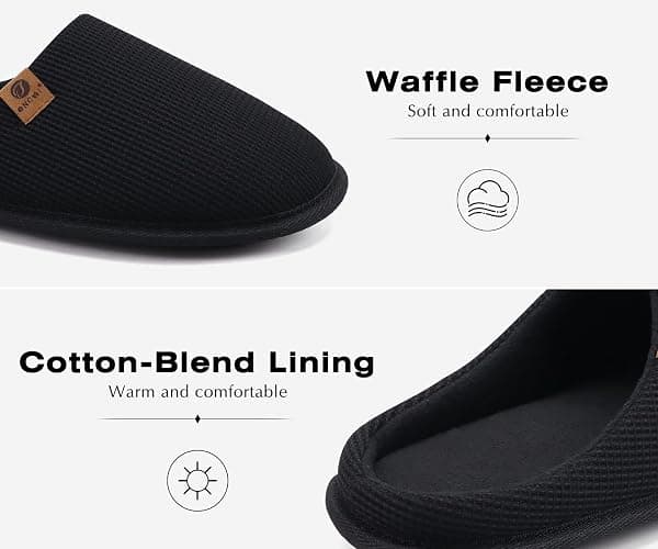 ONCAI Men's House Slippers, Cushion Memory Foam Shake Fleece and Man House Shoes with Faux Fur Lining and Indoor Outdoor Rubber Soles US Size 7-15 thumbnail 4