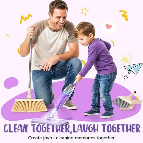 Kids Cleaning Toy Set,Purple Mini Spray Mop Montessori Toys Pretend Play Cleaning Tool for Toddlers with Spray Mop & Kids Broom Dustpan Set Cleaning Toys Gift for Toddlers Girls Boys Age 3+ thumbnail 7