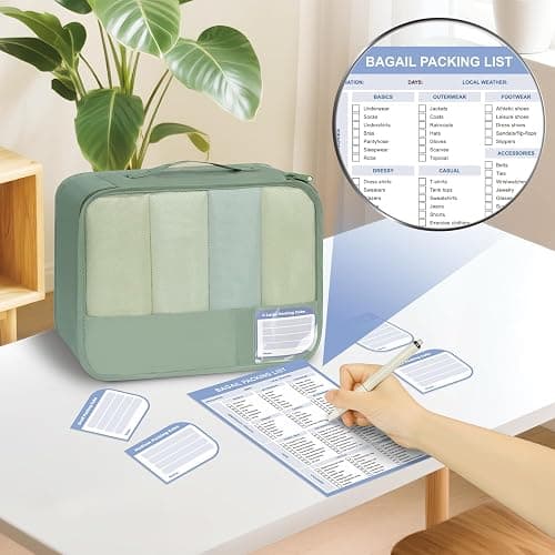 BAGAIL 9 Set Packing Cubes with Packing List Luggage Packing Organizers for Travel Accessories (Matcha Green) thumbnail 3