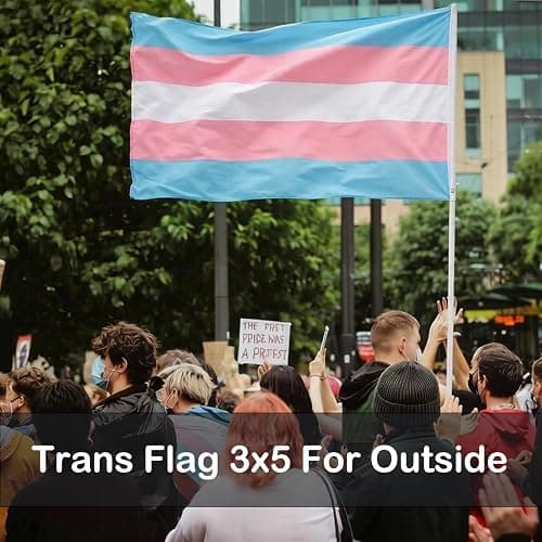 Transgender Pride Flag 3x5 FT, Trans Flag LGBTQ Trans Banner for Pride Month Parade, Outdoor UV Fade Resistant Polyester with Brass Grommets thumbnail 7