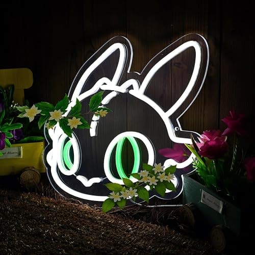 KAQRI Dragon Neon Sign, LED Light for Wall Decor, Fantasy Bedroom Decor for Kids & Gamers, 13" x 12.4", Dimmable USB Powered, White Green(plants not included) thumbnail 3