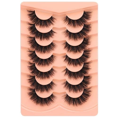Kiromiro Mink Lashes False Eyelashes 18mm 3D Volume Cat Eye Lashes Faux Mink Eyelash Wispy Fake Eyelashes Thick Strips Lash Pack, 7 Pairs thumbnail 4