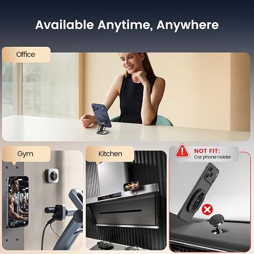 GMETINK Foldable Double Sided Ring Magnetic Phone Grip & Kickstand, Finger Loop Strap Phone Ring Holder Compatible with MagSafe iPhone 17/16/15/14/13/12 Series and MagSafe Cases(Black) thumbnail 9