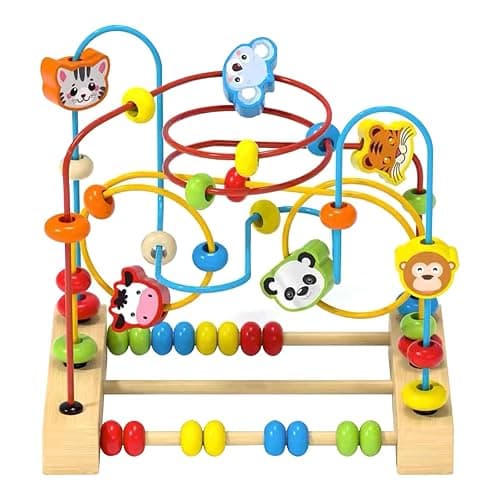 QZMTOY Bead Maze Toy for Toddlers Wooden Bead Toys Colorful Roller Coaster Preschool Educational Toys for Kids Classic Birthdday Gift for Toddlers Baby Infant Boys Girls… - Image 1