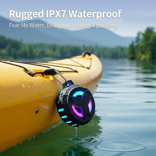 EBODA Bluetooth Shower Waterproof Speaker Portable Gifts for Kayak Teens | IP67 Small Mini Speakers with LED Light, Floating, 2000mAh, True Wireless Stereo for Hiking, Beach, Stuff for Boys Men-Black thumbnail 4