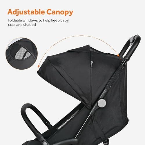 LIVINGbasics Lightweight Baby Stroller, Compact Portable Folding Stroller with Adjustable Backrest&Footrest for Travel, Black thumbnail 9