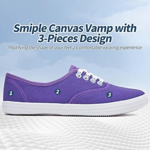 TUOPIN Womens White Canvas Sneakers Low Top Lace-up Canvas Shoes Lightweight Casual Tennis Shoes thumbnail 5
