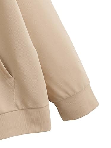 SweatyRocks Women's Star Print Zip Up Oversize Long Sleeve Casual Pocket Drawstring Hoodie - Small - Khaki thumbnail 4